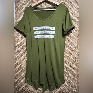 Hello Mello Let Me Sleep Women's Comfy Funny Slogan  Sleep Dress,Green,Size S/M